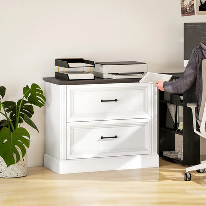 Lateral Filing Cabinet, Farmhouse, 2 Silent Drawers, Letter A4 Legal, White Office Cabinets & Cupboards at Gallery Canada