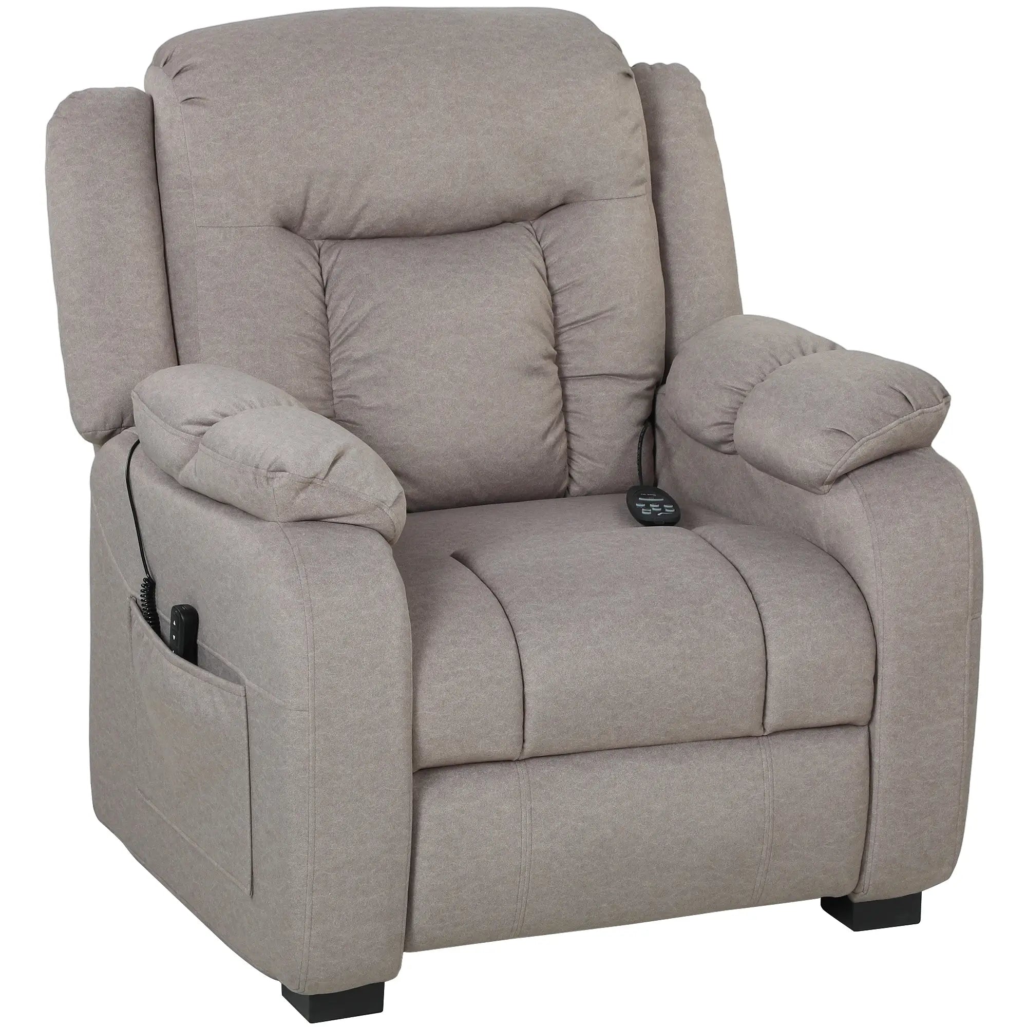 Massage Recliner Chair, Power Recliner, 2 Memory Positions, Brown Single Sofas Brown at Gallery Canada