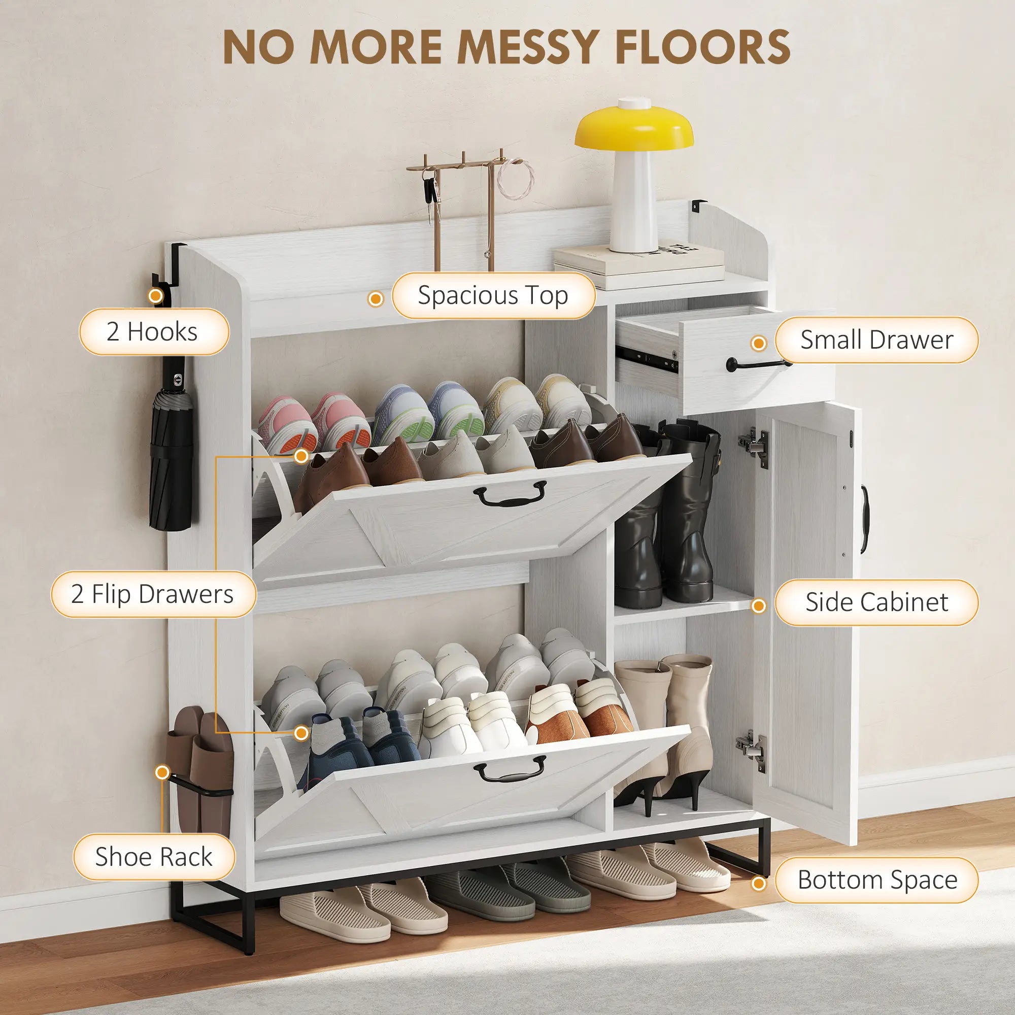 Farmhouse Shoe Storage Cabinet, Holds 12 Pairs, Adjustable Shelves, White Shoe Storage Cabinets & Racks at Gallery Canada
