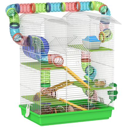 18.5" Hamster Cage, 5 Tiers, Tunnel Tube System, Exercise Wheel, Water Bottle, Green Hamster Cages at Gallery Canada