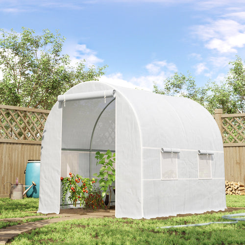 8.2x6.6x6.6ft Walk-in Greenhouse, Portable Garden Plant House, White