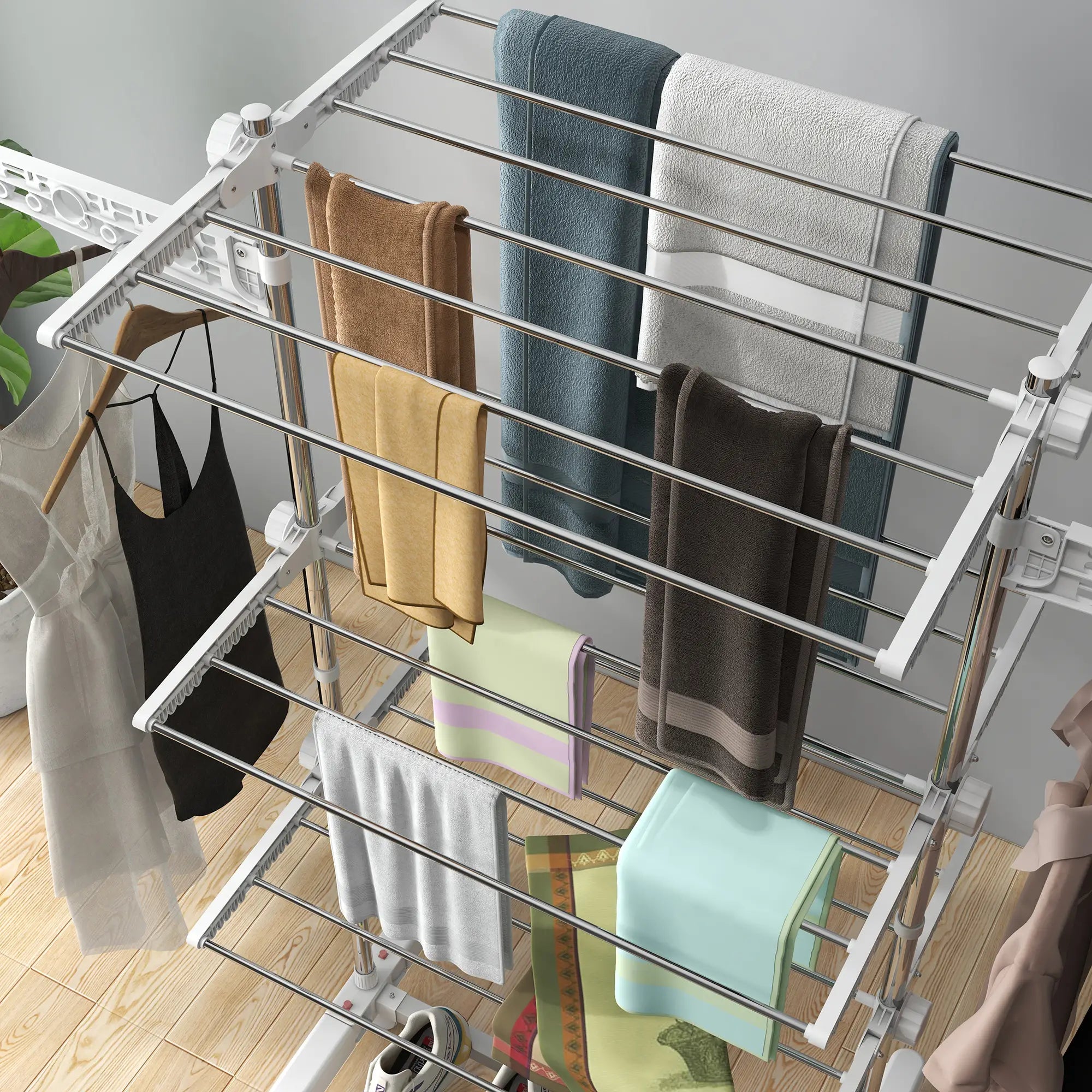 3-Tier Foldable Clothes Drying Rack, Stainless Steel, White Bath Accessories at Gallery Canada