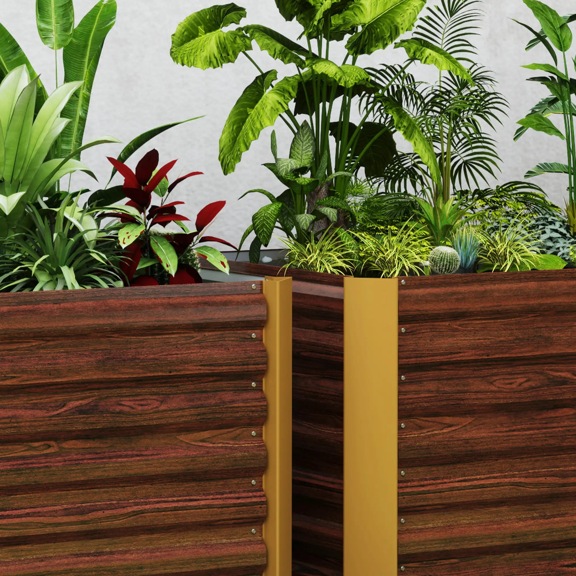 Set of 2 Galvanized Metal Planters, 4' x 2' x 2', Distressed Dark Brown, Dark Brown Raised Garden Beds at Gallery Canada