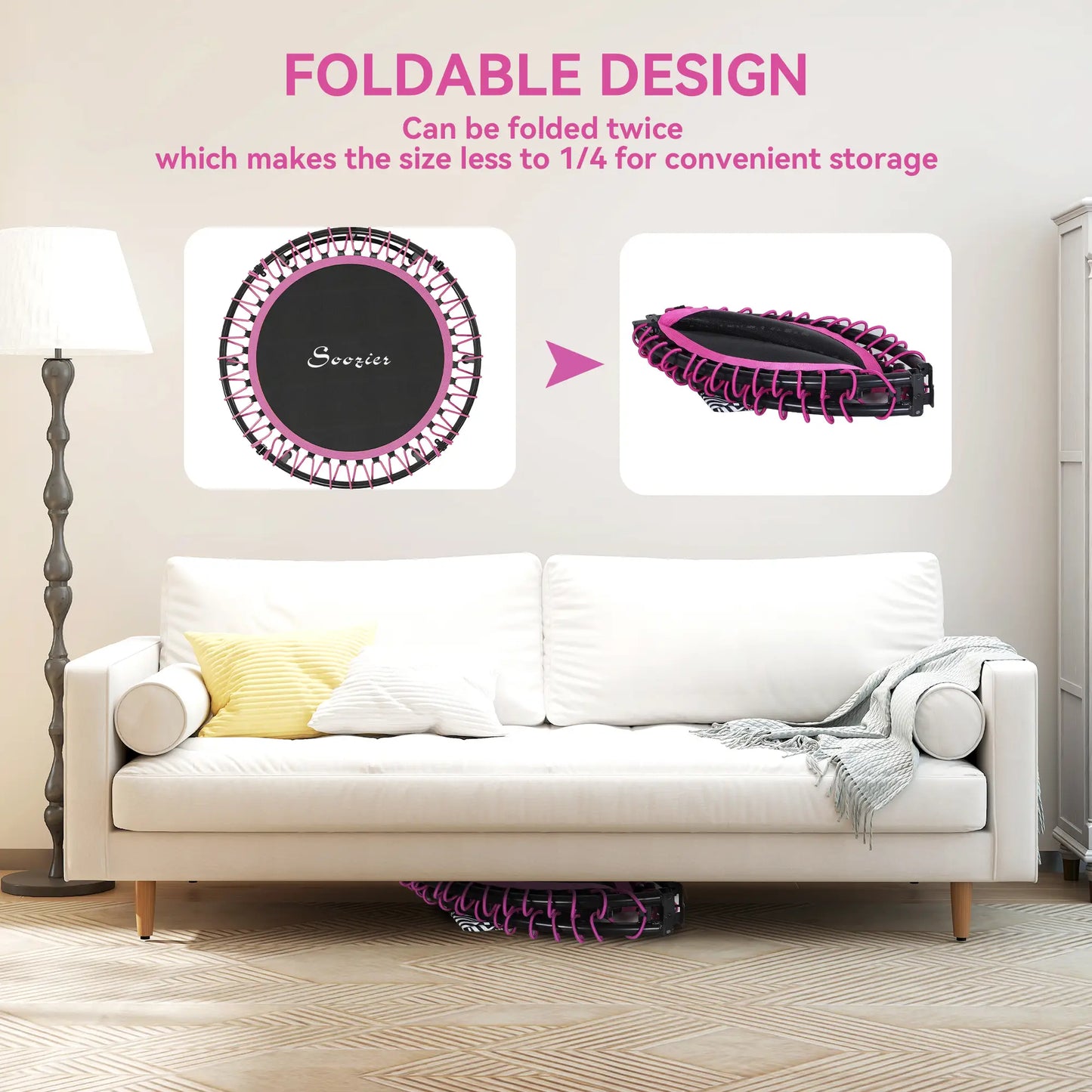 45" Mini Trampoline For Adults, Foldable Fitness Rebounder Trampolines at Gallery Canada