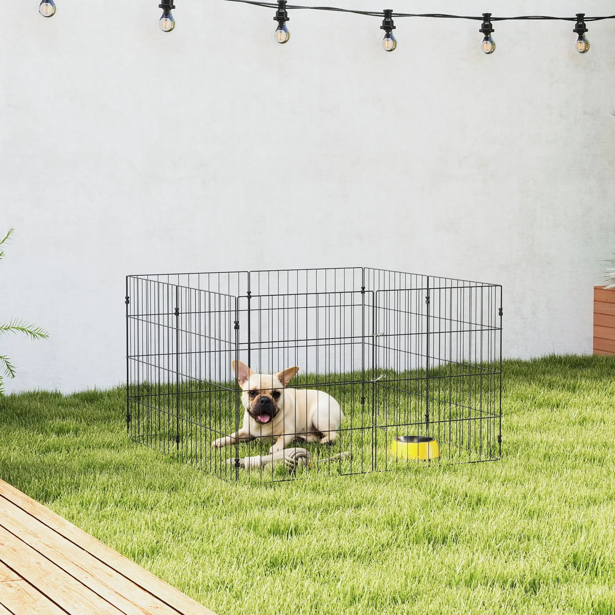 Foldable Metal Dog Playpen, Expandable Pet Fence, 20