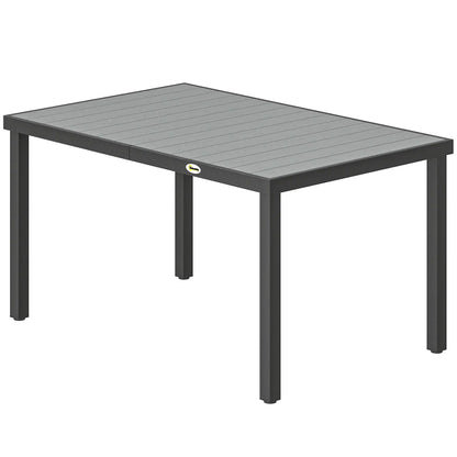 Rectangular Patio Table For 6, Wood-Plastic Composite Top, Steel Frame, Grey Patio Dining Tables Grey, Black at Gallery Canada