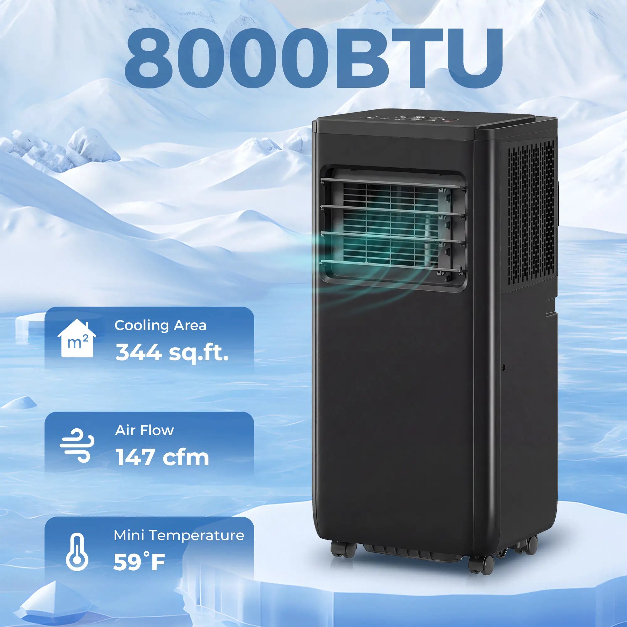 8000 BTU Portable Air Conditioner, Dehumidifier, Fan, WiFi, Black Air Conditioner at Gallery Canada