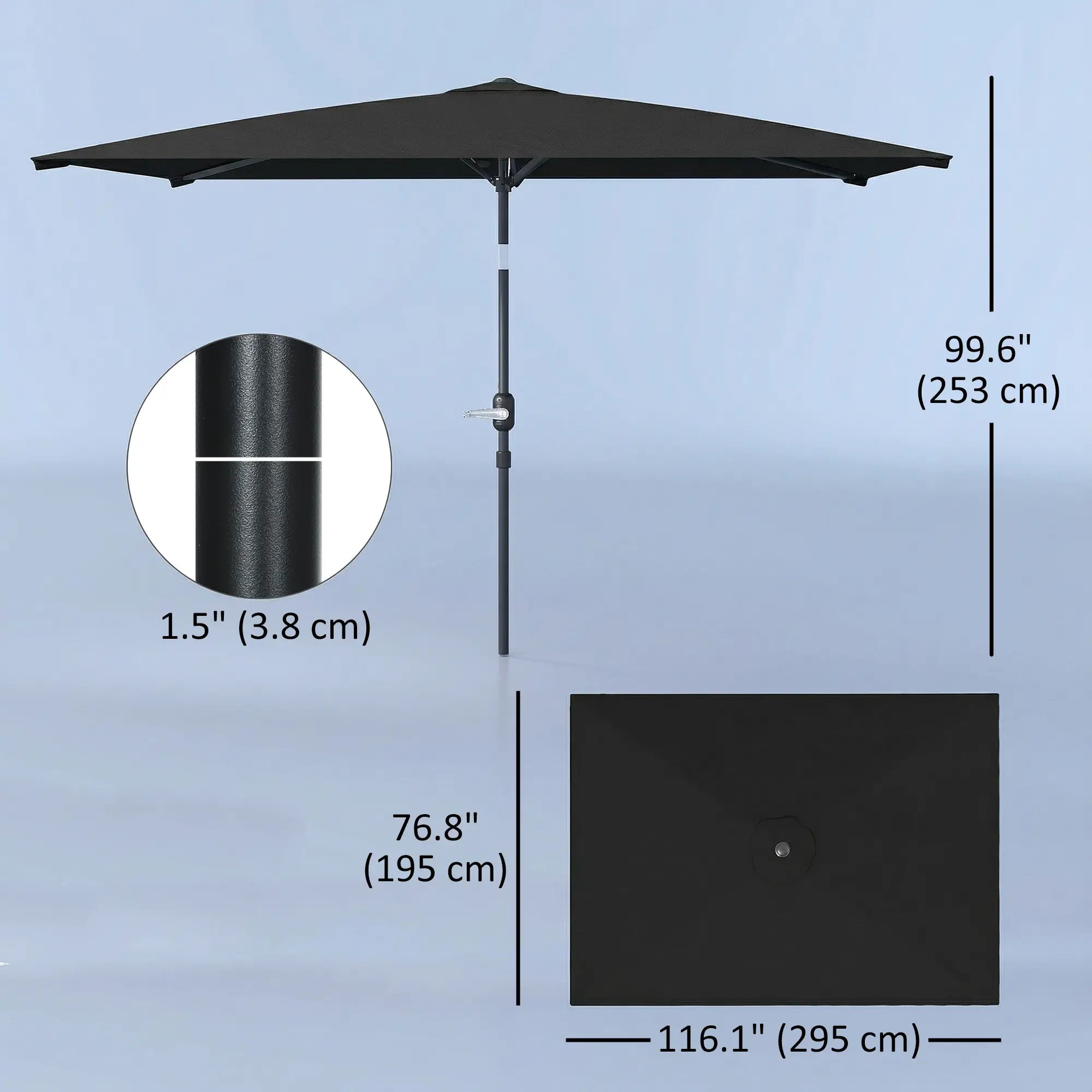 6.4 x 9.7ft Rectangle Aluminum Tilt Patio Umbrella, With Crank, Black Offset Cantilever Umbrellas at Gallery Canada