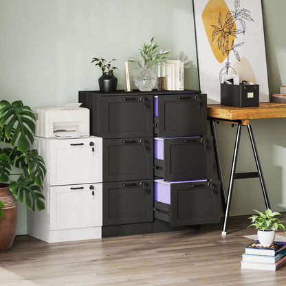 Vertical 3-Drawer Filing Cabinet, Lock, A4 Letter Size, Black Office Cabinets & Cupboards at Gallery Canada