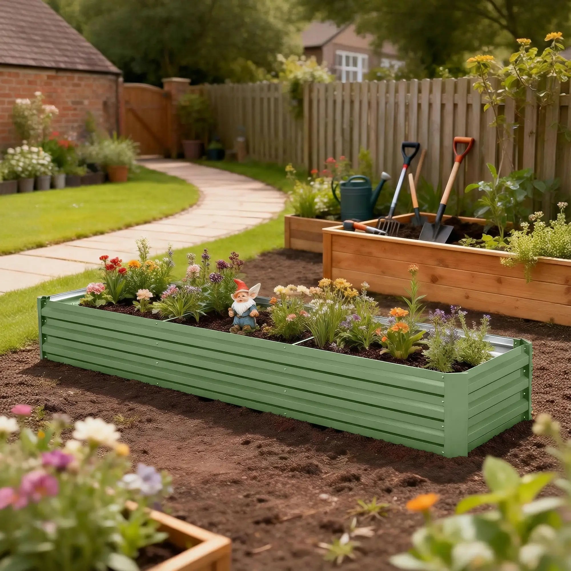 8'x2'x1' Galvanized Raised Bed, Elevated Planter Box, Light Green Galvanized Planter Boxes at Gallery Canada