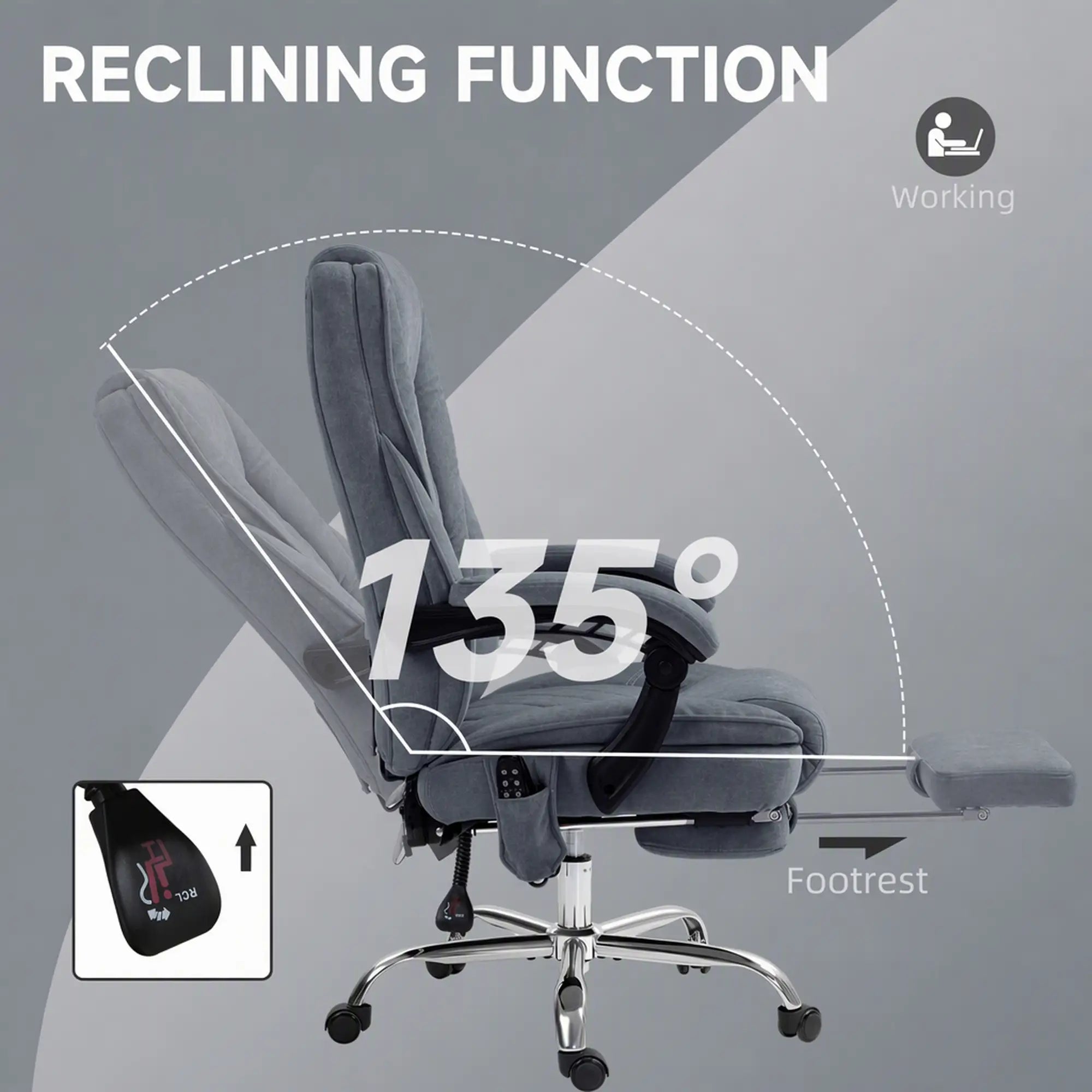 Massage Office Chair, Reclining Computer Chair, Adjustable Height, Footrest, Dark Grey Massage Chairs at Gallery Canada