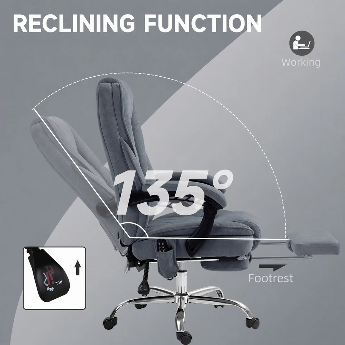 Massage Office Chair, Reclining Computer Chair, Adjustable Height, Footrest, Dark Grey Massage Chairs at Gallery Canada