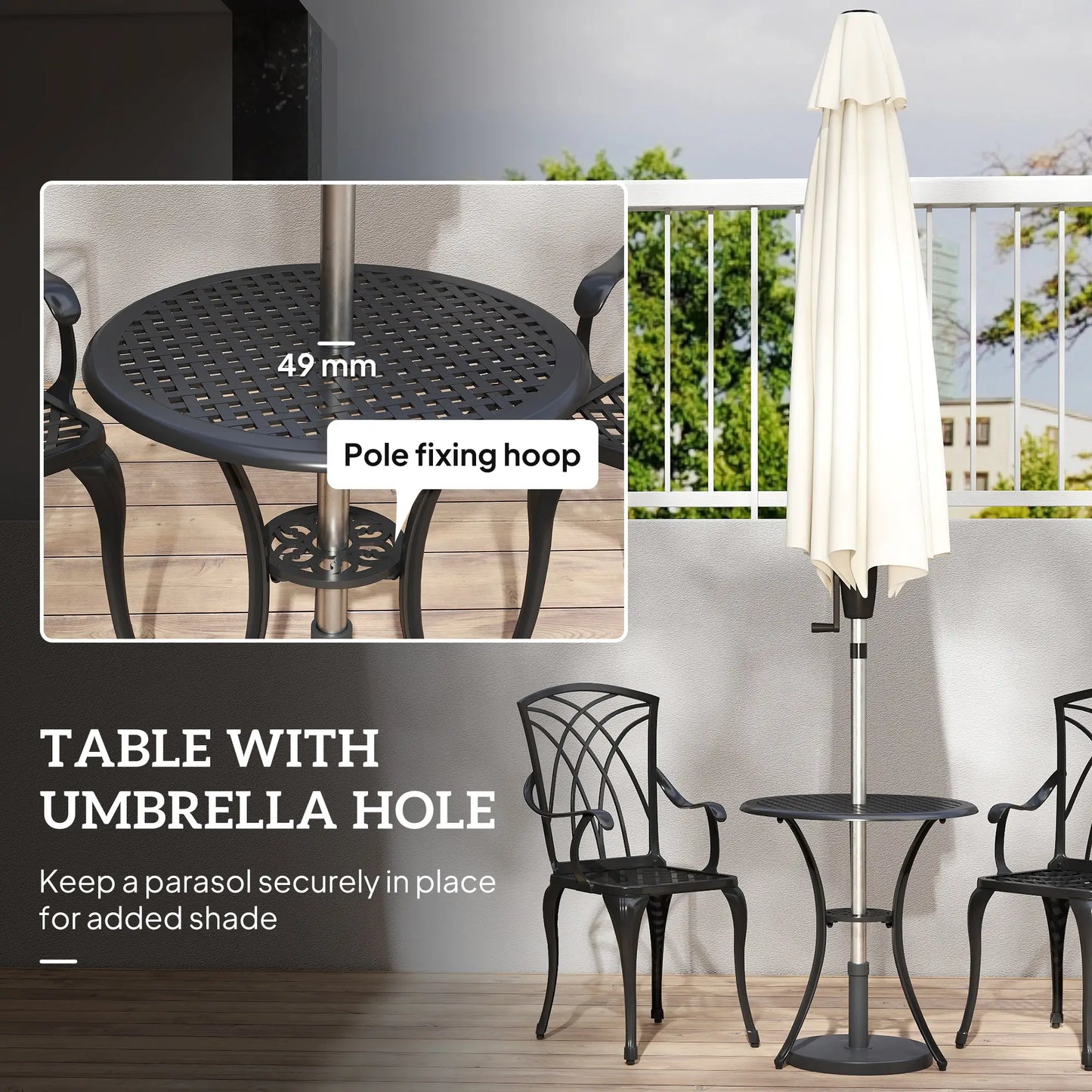 3 Pc Patio Bistro Set, Cast Aluminum, Coffee Table, 2 Armchairs, Brown Bistro Sets at Gallery Canada