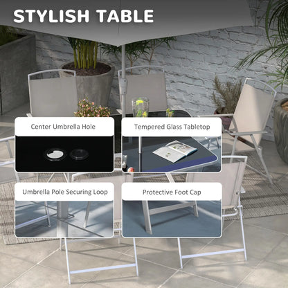 8 Piece Patio Set, 6 Folding Chairs, Rectangle Table, Outdoor Dining, Grey Outdoor Dining Sets at Gallery Canada