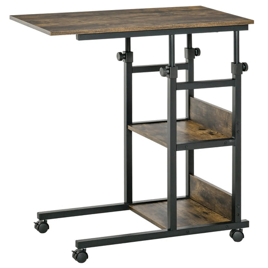 Mobile Standing Desk, Adjustable Height 31.5 inch, Rustic Brown, Brown Side Tables Rustic Brown at Gallery Canada