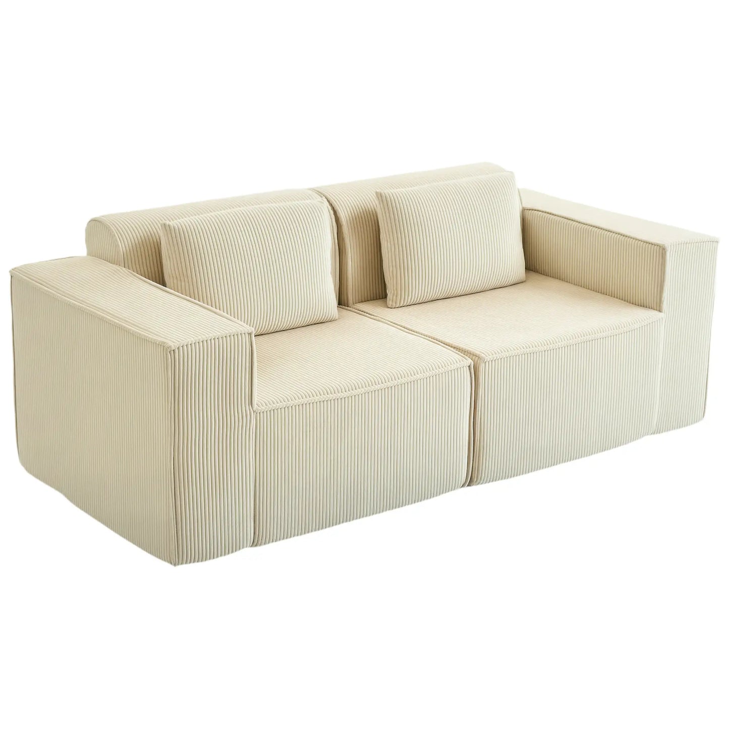 Boneless Couch, Corduroy 3 Seater Sofa, Deep Seat, Wide Armrests, Beige 3-Seater Sofas Beige at Gallery Canada