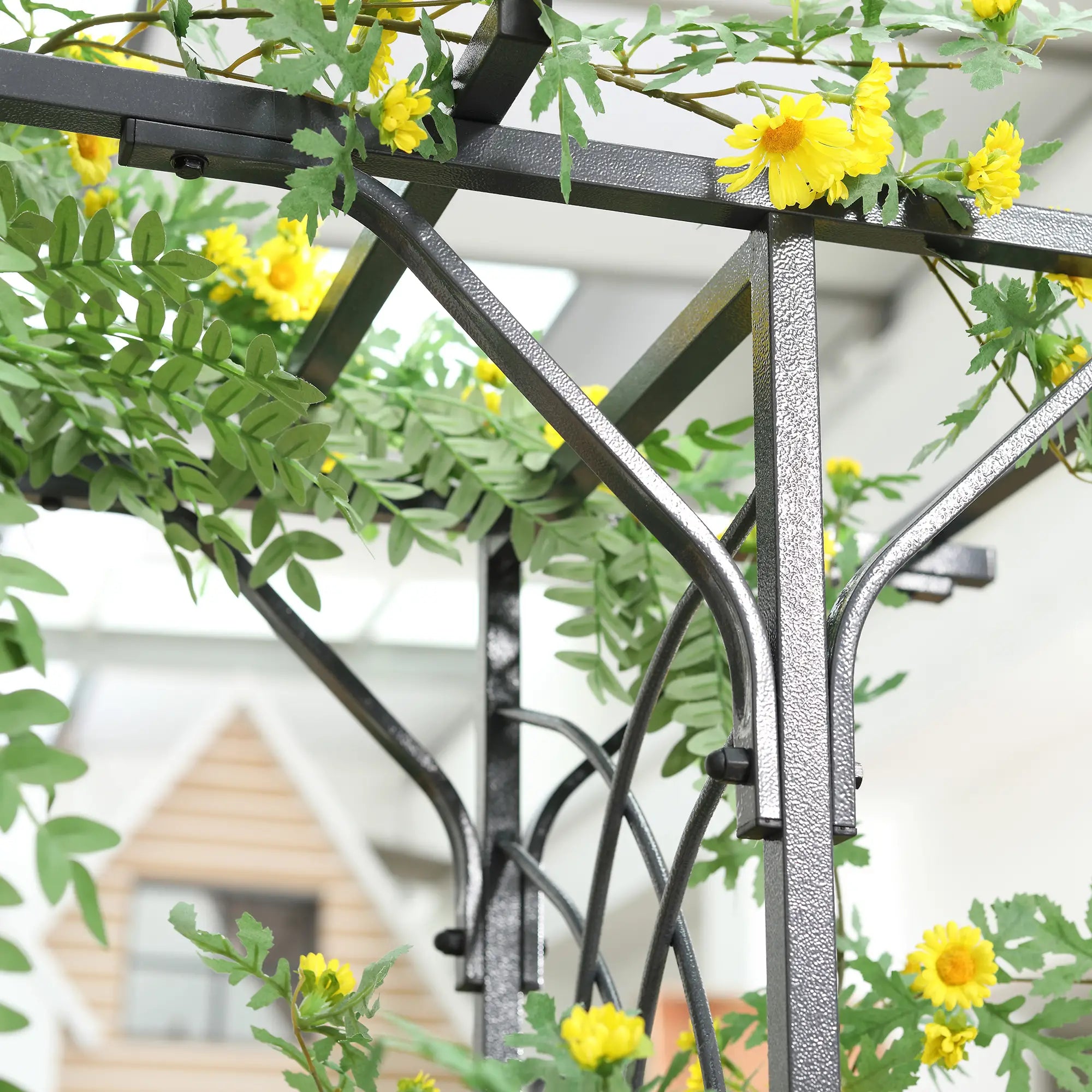 7ft Metal Garden Arch, Outdoor Walkway Arbor, Climbing Plants, Dark Gray Garden Arches at Gallery Canada