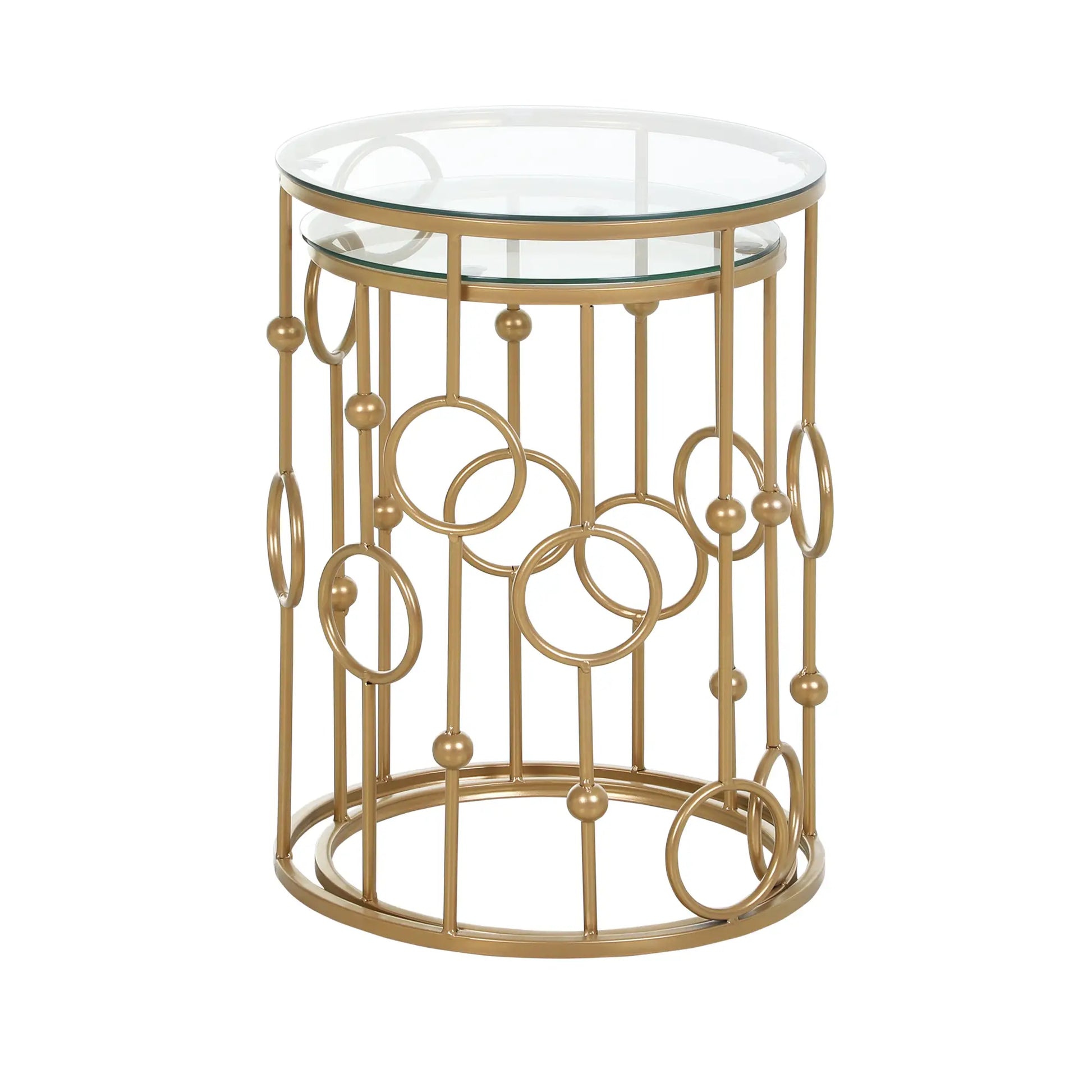 Round Coffee Tables Set of 2, Tempered Glass Top, Steel Frame, Gold Coffee Tables at Gallery Canada