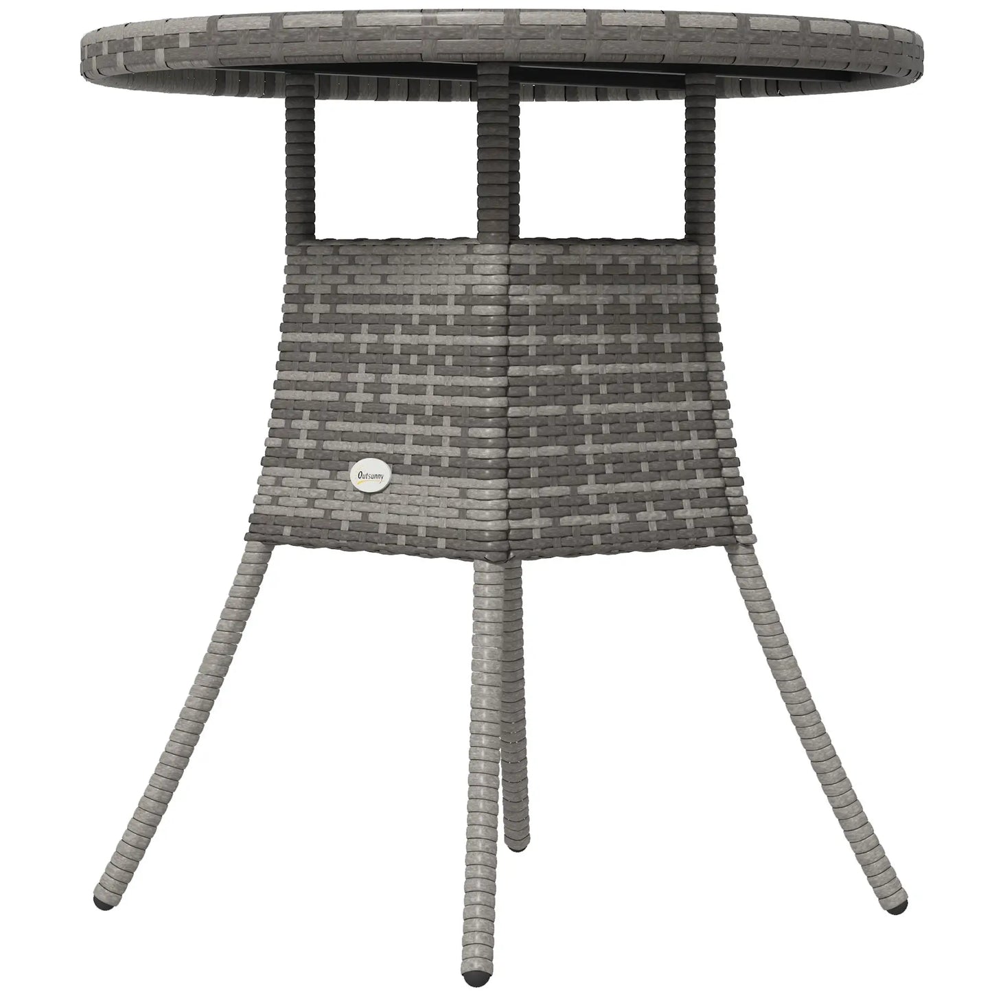 27.5" Outdoor Wicker Dining Table, PE Rattan Patio Furniture, Grey Patio Dining Tables Grey at Gallery Canada