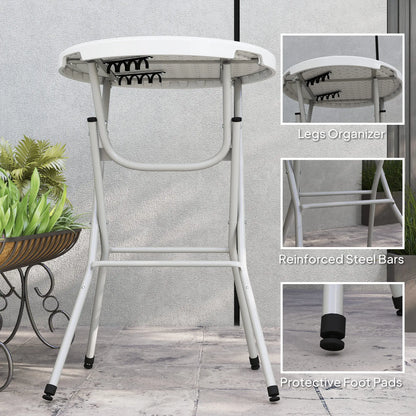 31.5" Bar Height Patio Table, Outdoor Folding Table, HDPE Top, Locking Steel Legs, White Patio Dinning Tables at Gallery Canada