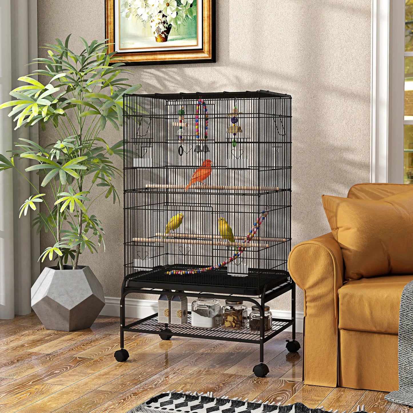 43" Bird Cage With Rolling Stand, Toys, For Budgies Canaries, Black Bird Cages at Gallery Canada