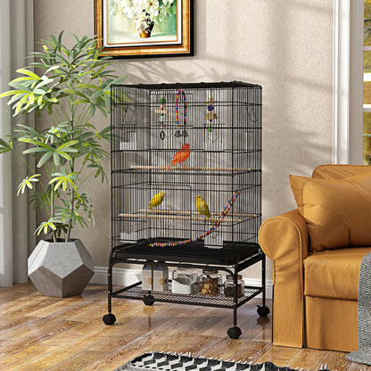 43" Bird Cage With Rolling Stand, Toys, For Budgies Canaries, Black Bird Cages at Gallery Canada