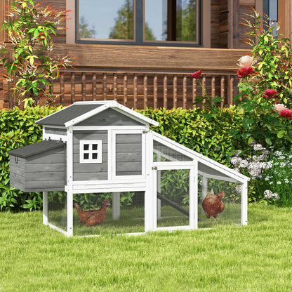 69 Wooden Chicken Coop with Run, Nesting Box, Tray, Grey Chicken Coops at Gallery Canada