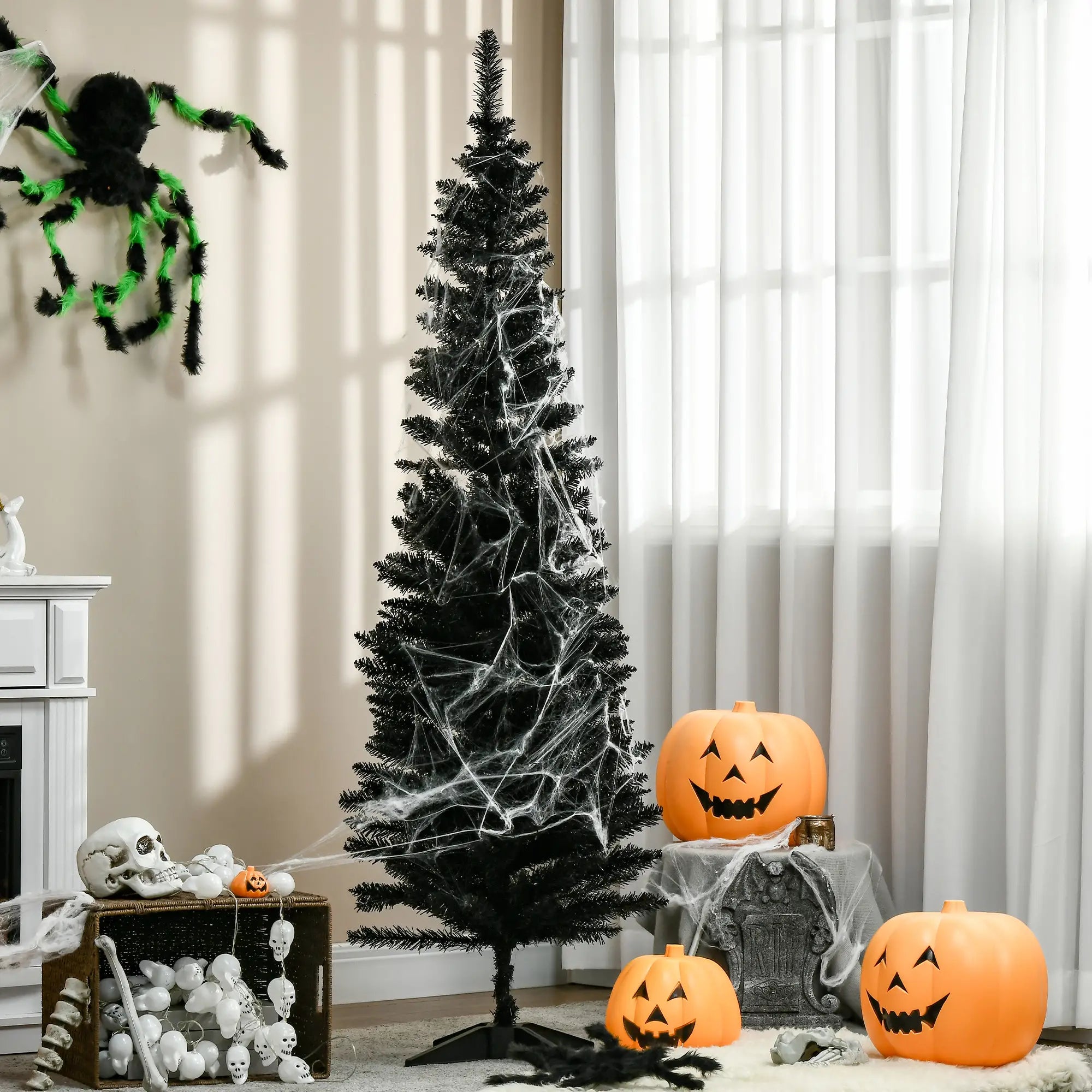 6 Pencil Slim Artificial Christmas Tree, Realistic Branches, Sturdy Metal Stand, Black Pencil Christmas Trees at Gallery Canada
