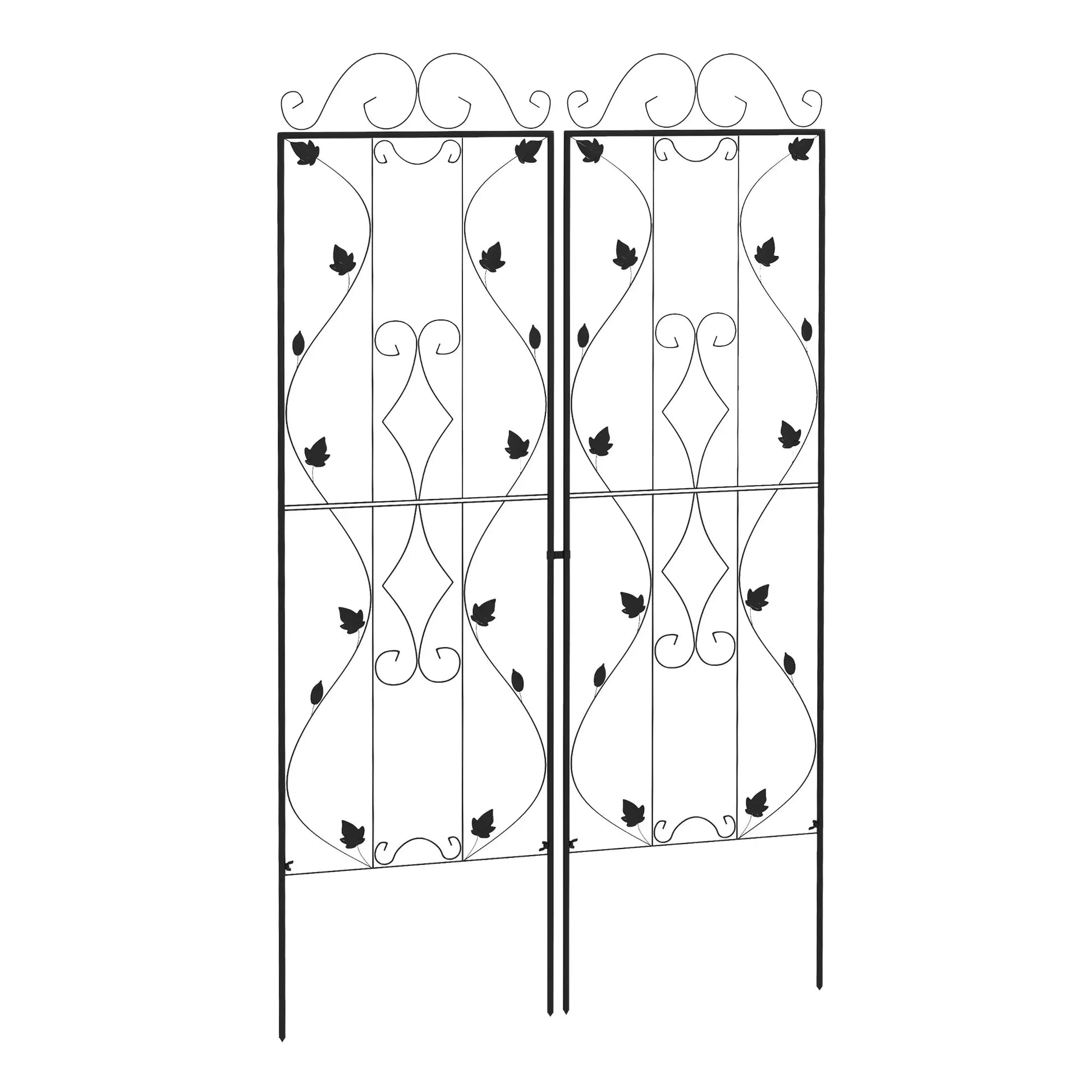 Metal Trellis Set of 2, Garden Climbing Plant Support, Leaf Design Plant Stands at Gallery Canada