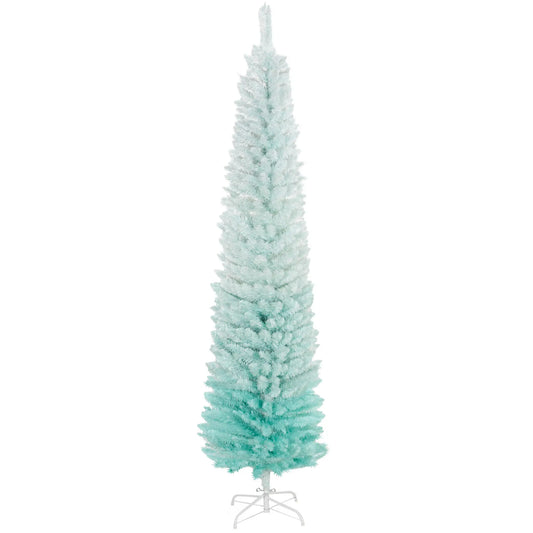 7' PVC Slim Pencil Artificial Christmas Tree, 500 Branch Tips Pencil Christmas Trees Blue at Gallery Canada