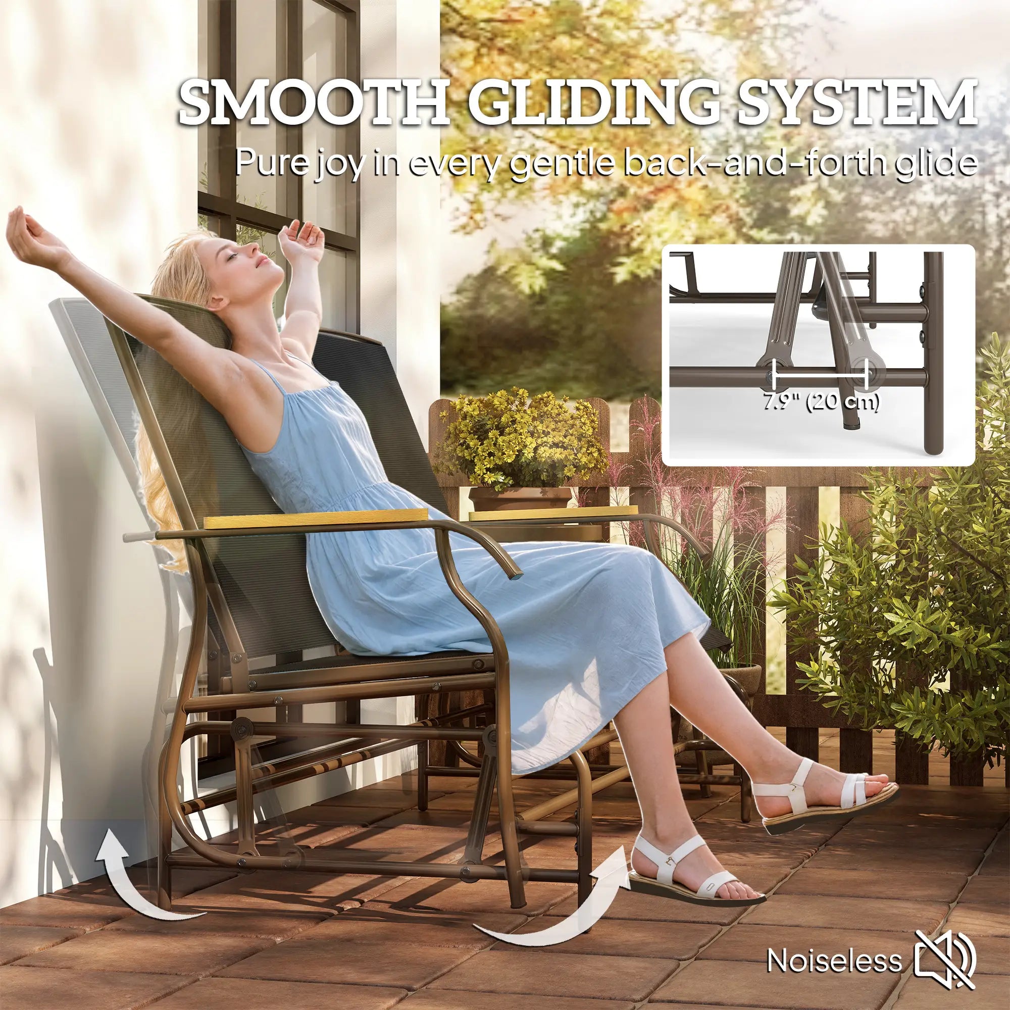2-Person Outdoor Glider Bench, Steel Frame, Breathable Mesh, Table Outdoor Gliders at Gallery Canada
