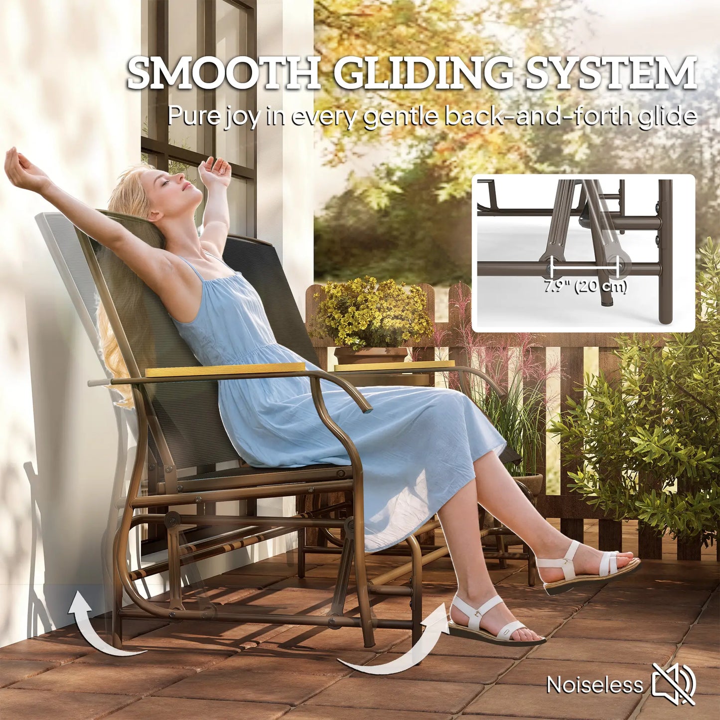 2-Person Outdoor Glider Bench, Steel Frame, Breathable Mesh, Table Outdoor Gliders at Gallery Canada