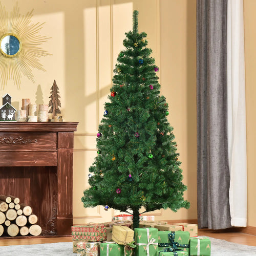 6ft Artificial Christmas Tree, Holiday Party Decor with Ornaments, Green
