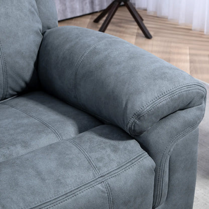 Manual Recliner Chair, Vibration Massage, Side Pockets, Microfibre, Blue-Grey Sofas & Reclining Chairs at Gallery Canada