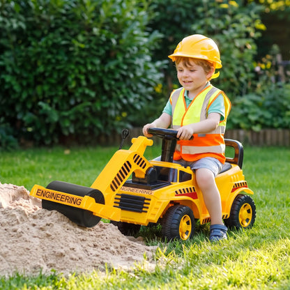 Kids Ride On Construction Car, Push Toy with Horn, Storage, Yellow Toy Excavators at Gallery Canada