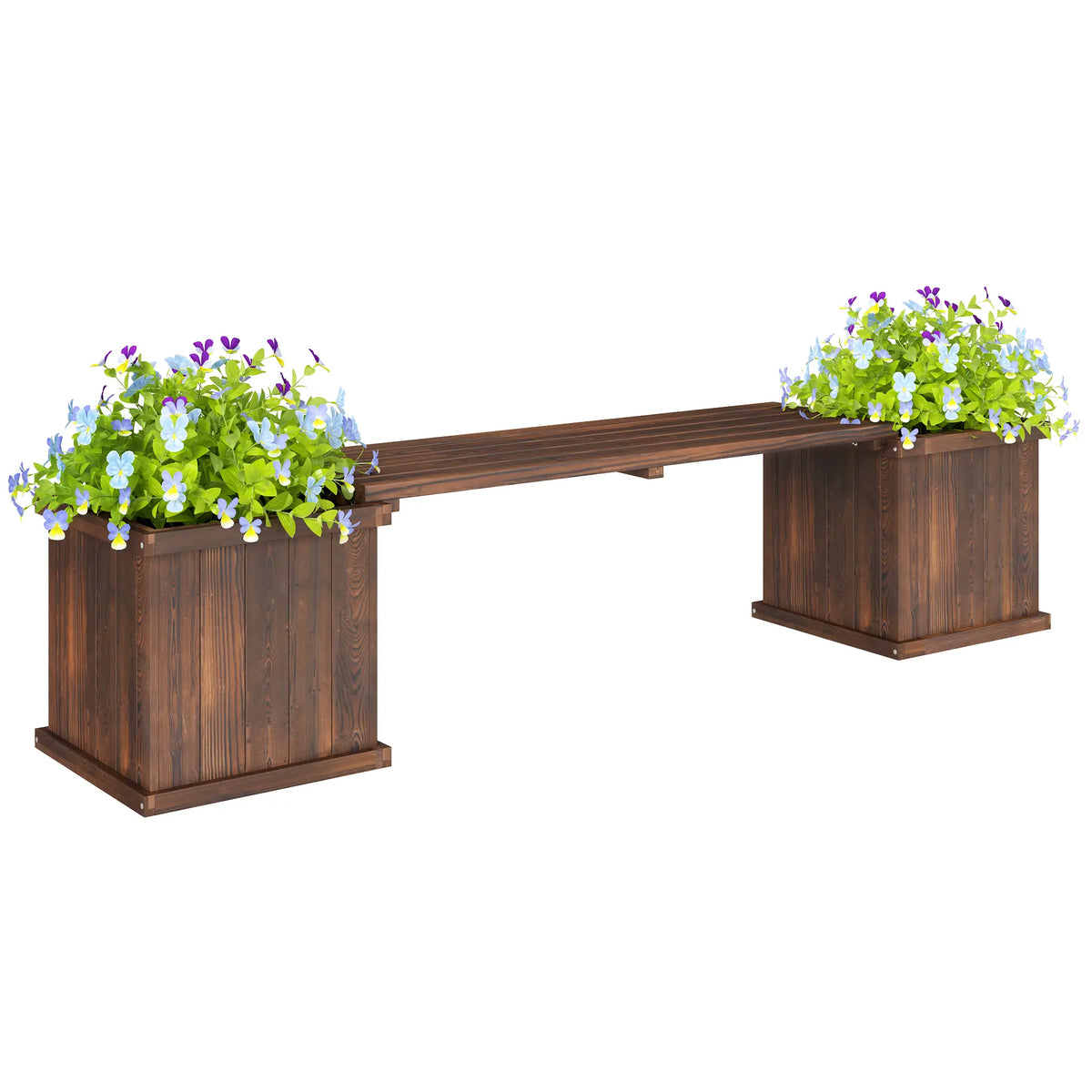 Raised Garden Bed Bench Planter, 69.25" x 15" x 15.75", Carbonized Raised Garden Beds at Gallery Canada