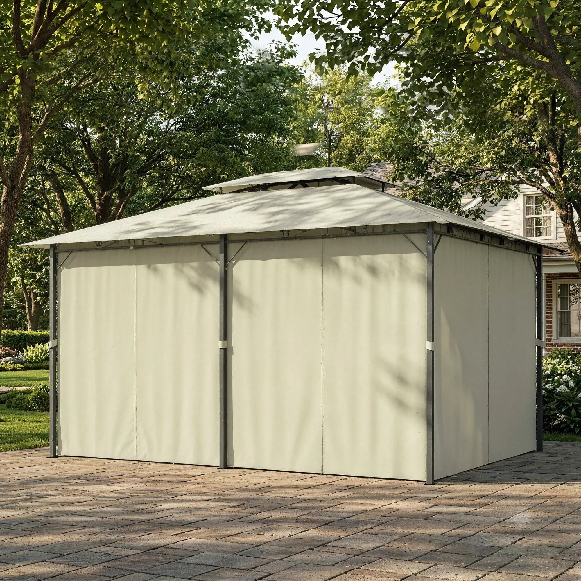 13' X 10' Soft-Top Gazebo With Curtains, Cream White Gazebos at Gallery Canada