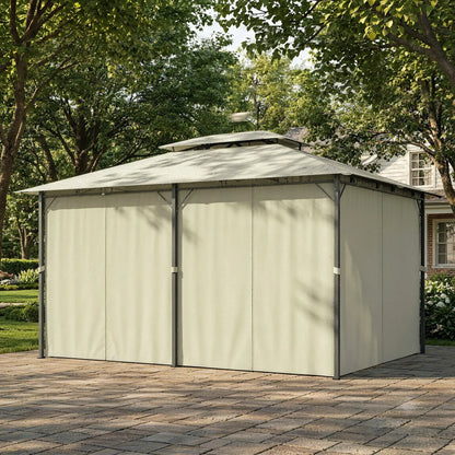 13' X 10' Soft-Top Gazebo With Curtains, Cream White Gazebos at Gallery Canada