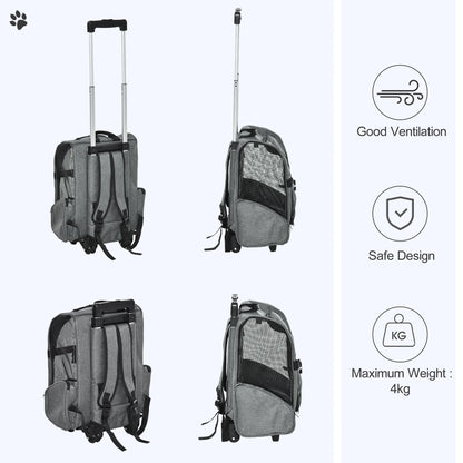2-in-1 Pet Carrier Backpack, Rolling Wheel, Grey Dog Bike Trailers & Strollers at Gallery Canada