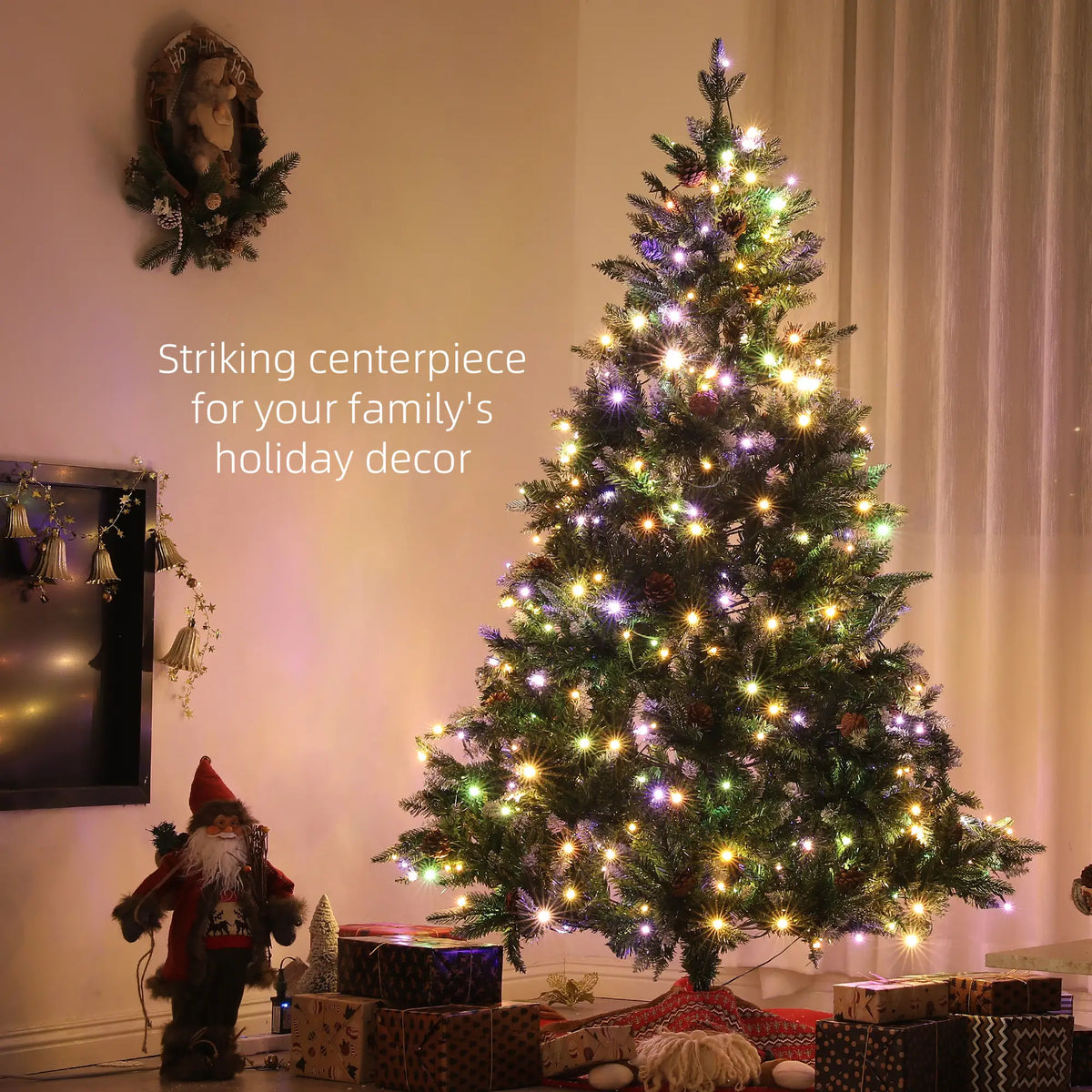 6 Foot Prelit Artificial Christmas Tree, Hinged, Dual Color LED Pre Lit Christmas Trees at Gallery Canada