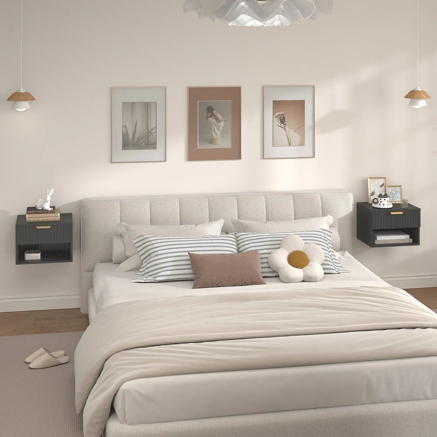 Floating Nightstands, Wall Mounted Bedside Tables Set of 2, Black Bedside Tables at Gallery Canada