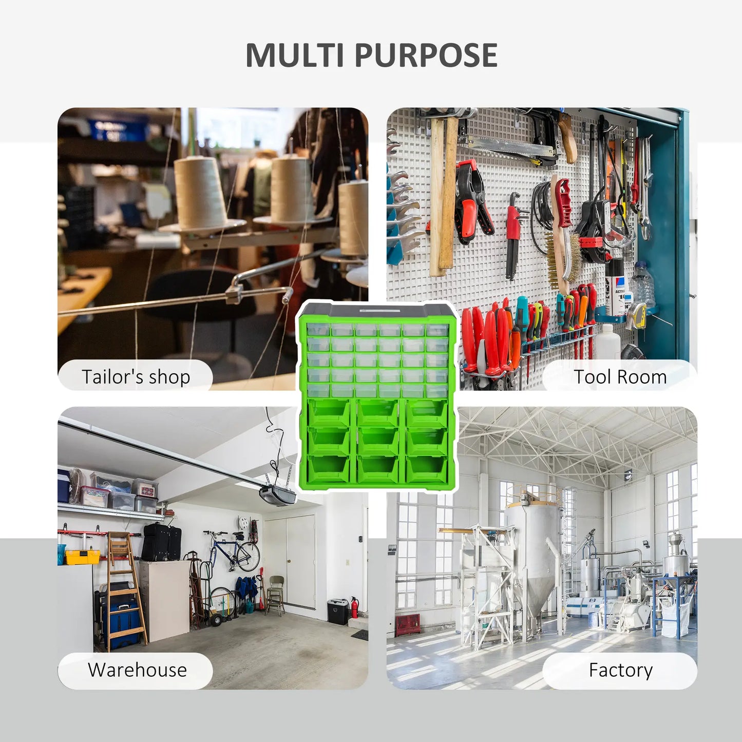 Plastic 39 Drawer Organizer, Wall Mount Storage Cabinet, 2, Green Tool Organizers at Gallery Canada