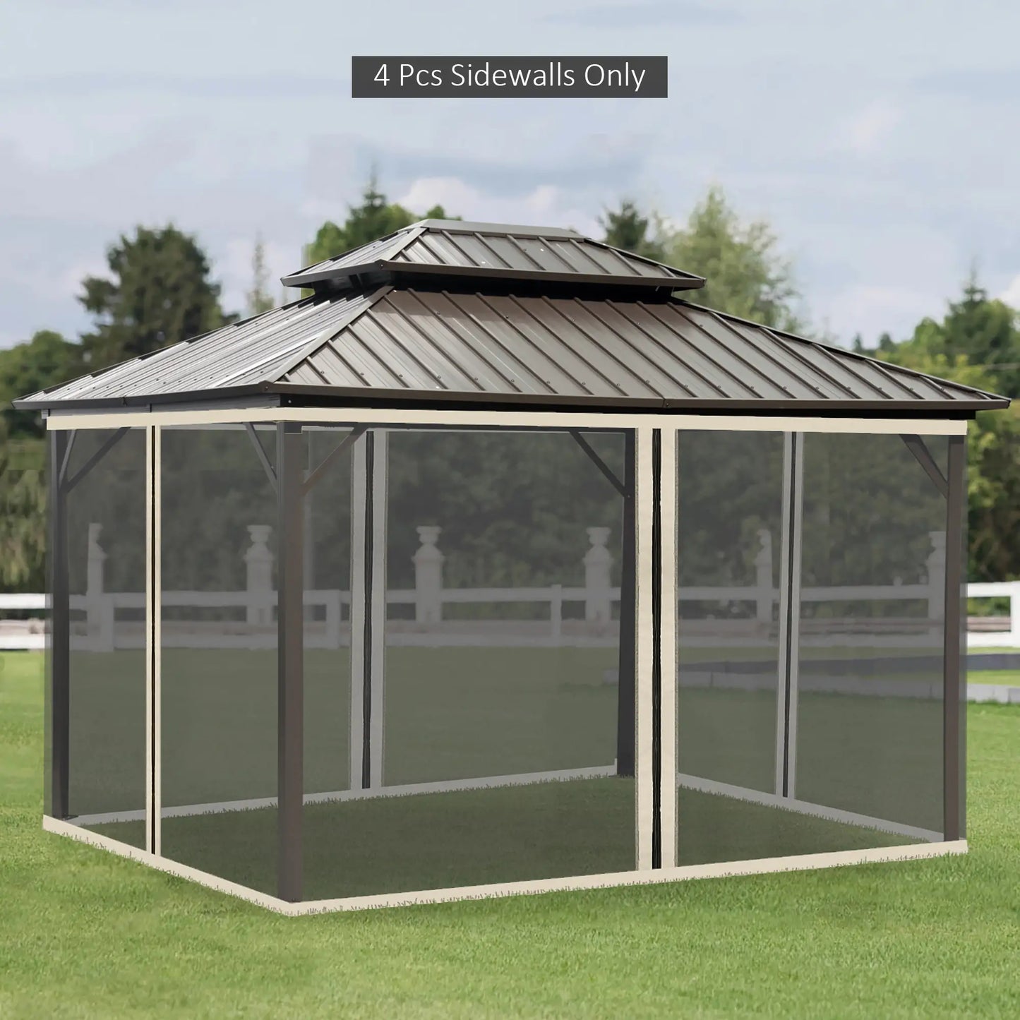 Mosquito Netting for Gazebo, 10' x 12', Cream White, Black Gazebo Sidewalls at Gallery Canada