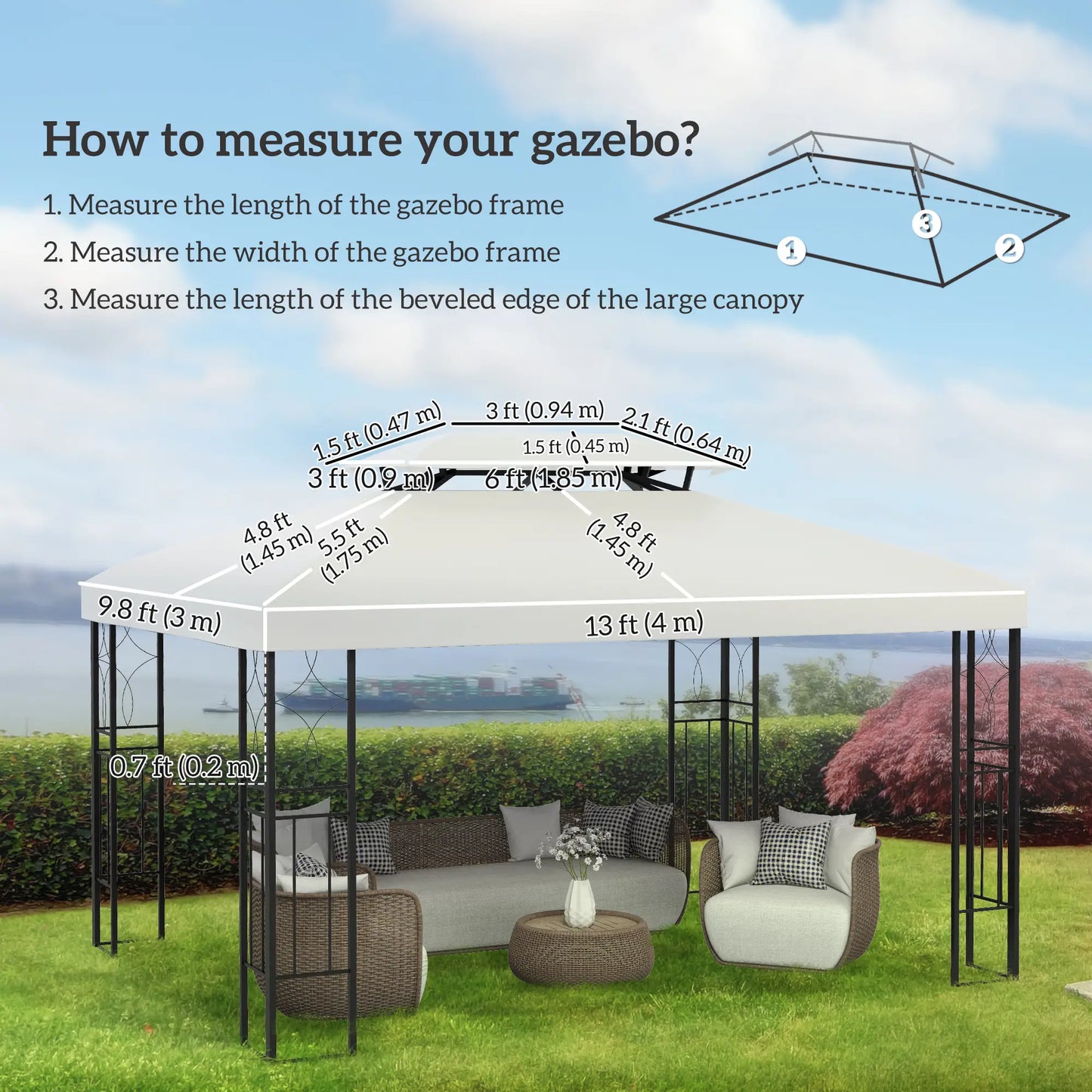 13' x 10' Gazebo Replacement Canopy, UV Cover, Cream White Gazebo Canopy Replacement at Gallery Canada