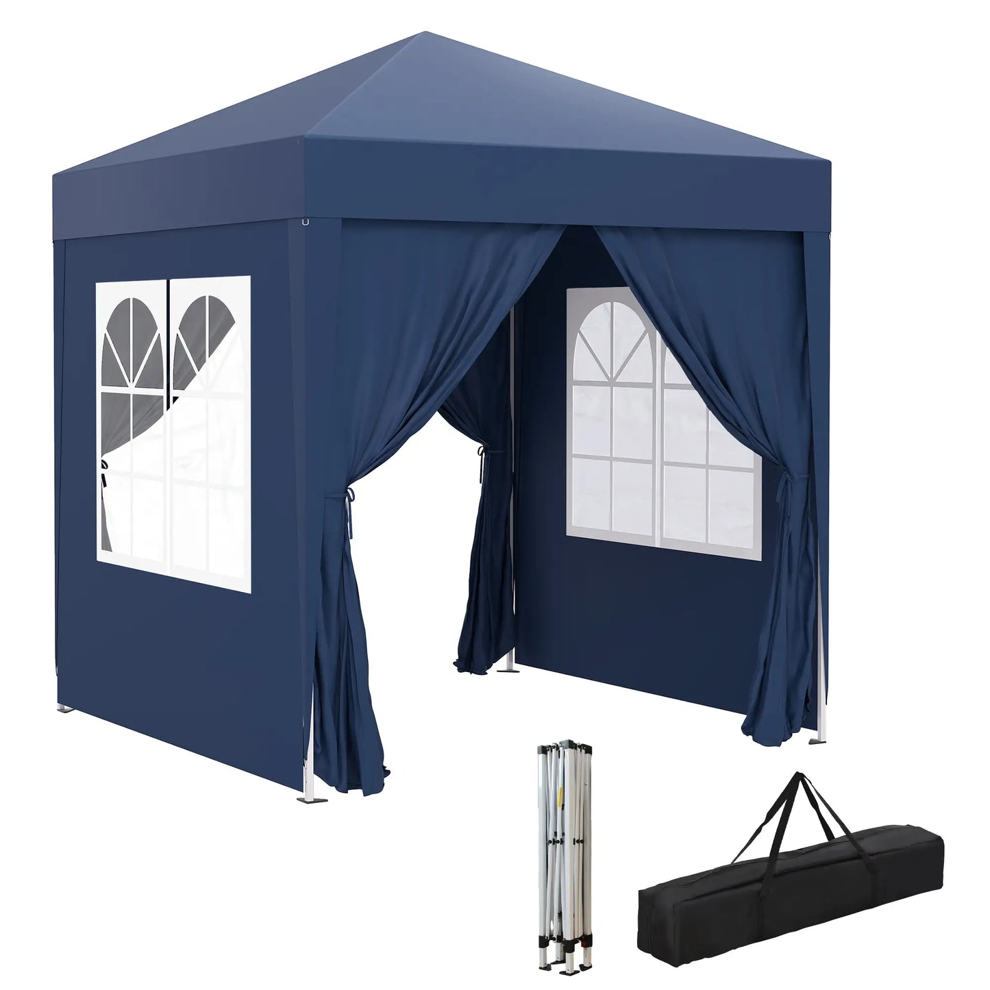 6.6'x6.6' Pop Up Canopy Tent, With Sidewalls And Carry Bag, Blue Pop Up Canopies at Gallery Canada