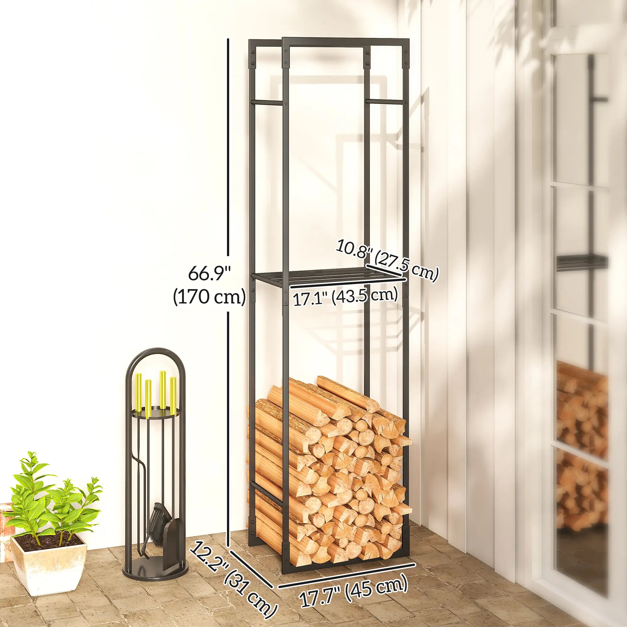 Heavy Duty Firewood Rack With Adjustable Shelf, Indoor Outdoor Log Holder Firewood Racks at Gallery Canada