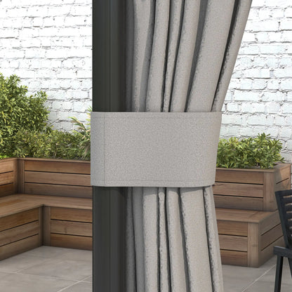 10' x 10' 2-Tier Gazebo, Zippered Mesh Sidewalls, Aluminum Frame, Light Grey Gazebos at Gallery Canada