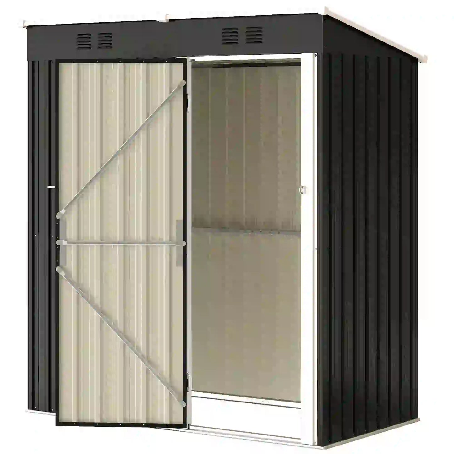 5 x 3 ft Metal Garden Shed, Lean-To Outdoor Storage, Dark Grey Sheds Dark Grey, White at Gallery Canada