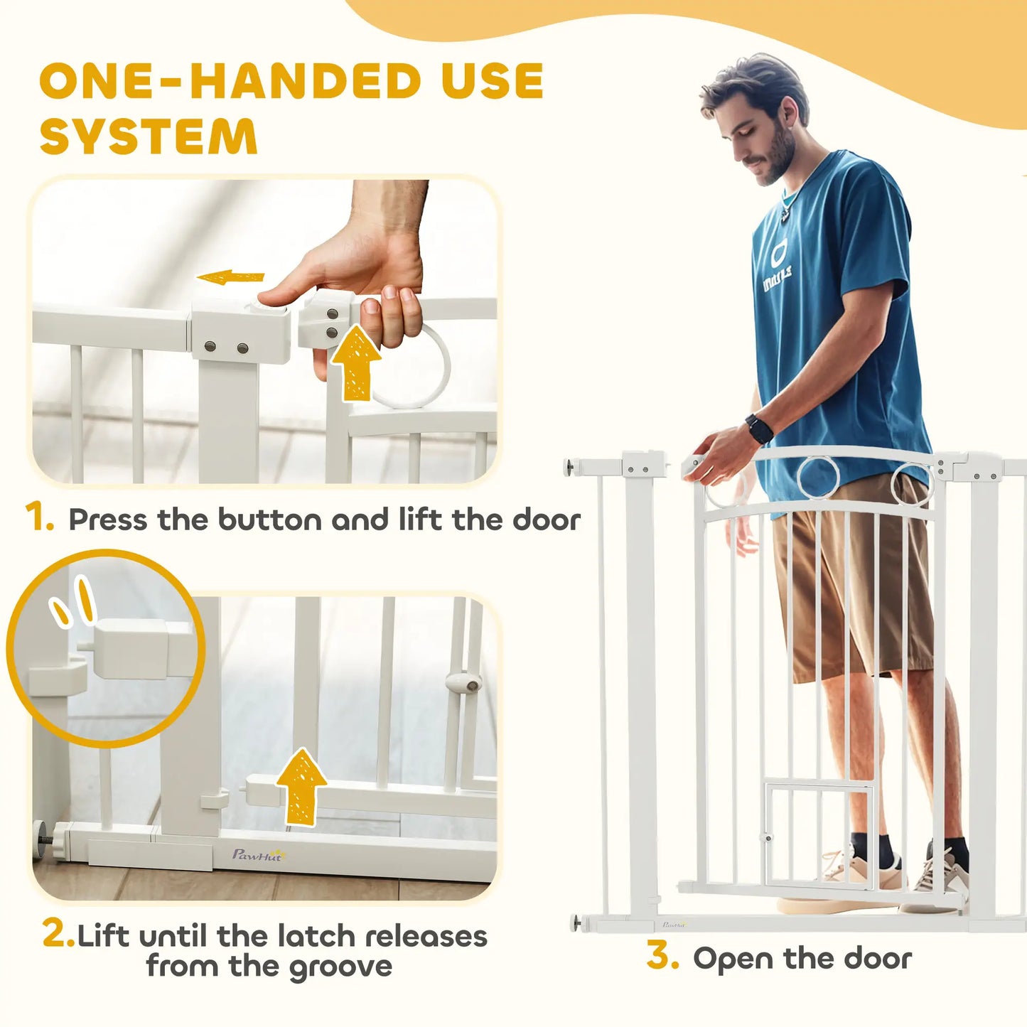 38" Extra Tall Dog Gate With Cat Door, 2 Extension Kits, 30"-41" Width Houses, Kennels & Pens at Gallery Canada