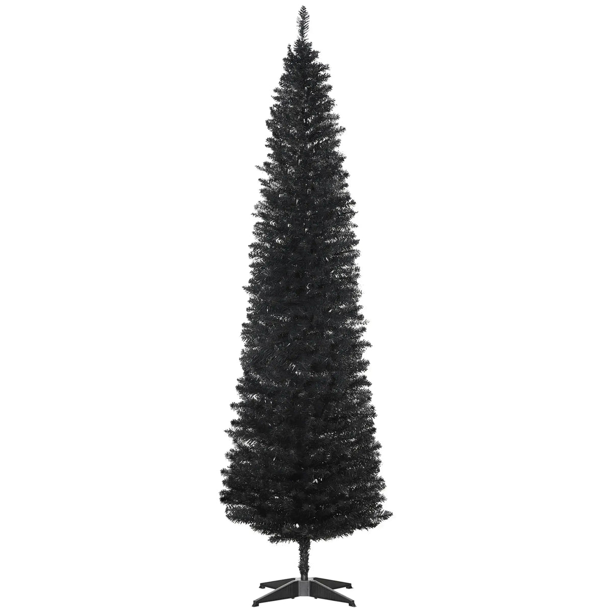 7FT Artificial Pencil Christmas Tree, Realistic Branches, Stable Stand, Black